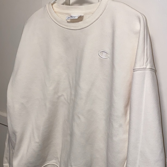Champion XS Cream Ribbed Crew Neck Pullover Sweater - Picture 12 of 13